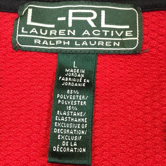L-RL RALPH LAUREN Women Active RED BLOCK SWEATER, SILVER LOGO & ZIPPER, SZ L - Picture 8 of 8